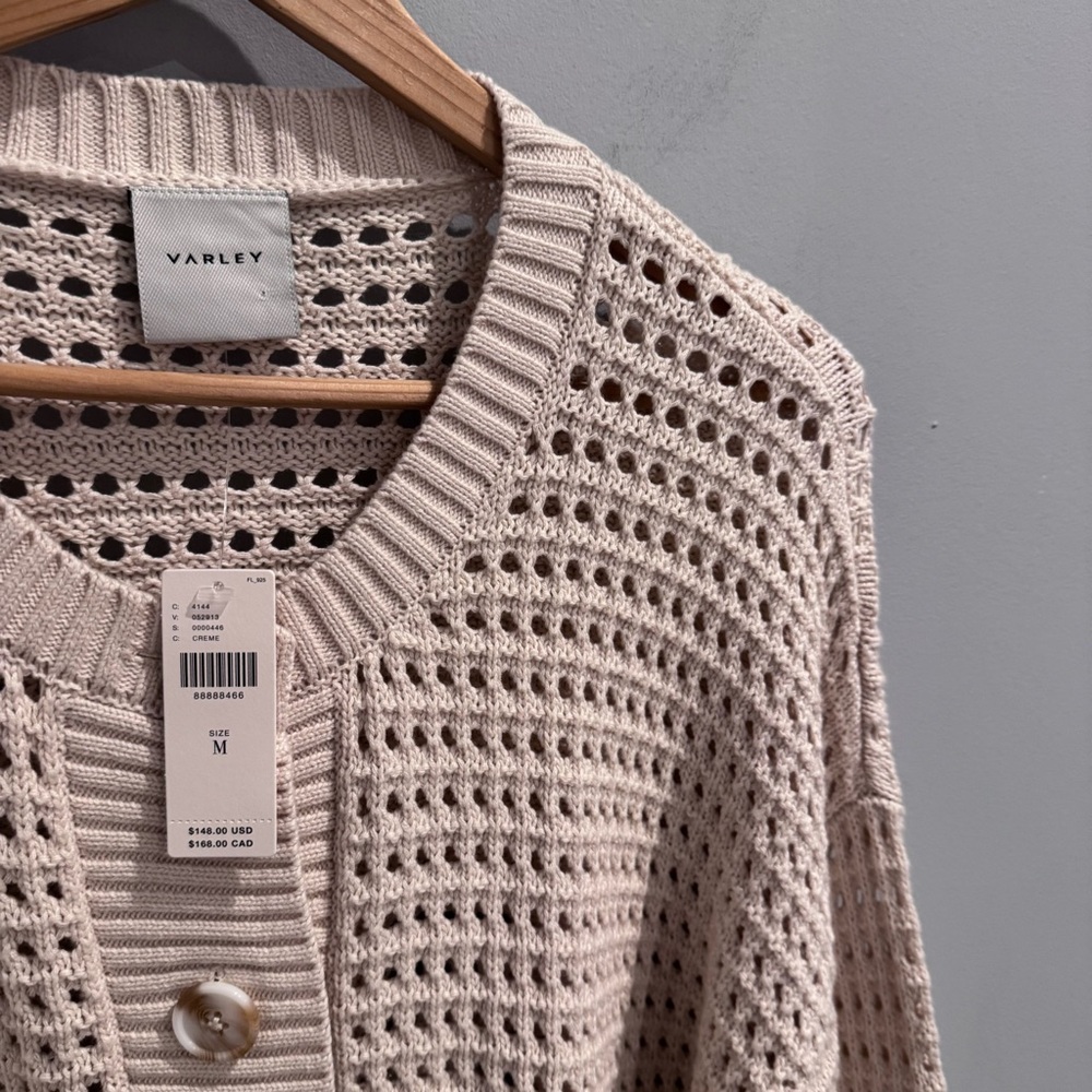 NWT Varley Kris Relaxed Fit Button Front Cardigan in Creme, Size M - Picture 6 of 14